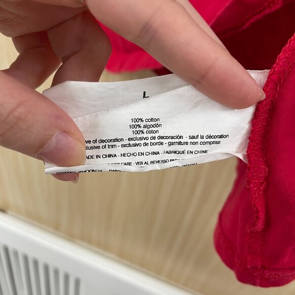 Ella Moss Red Embroidered T-shirt Size L - Picture 5 of 5